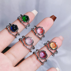 H3LL NO Sweet cool style candy color moonstone fashion open ring Unisex Women