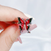 Load image into Gallery viewer, H3LL NO Red Enamel Droplet Glaze Butterfly Open Ring Women