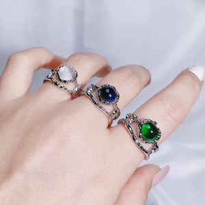 H3LL NO Sweet cool style candy color moonstone fashion open ring Unisex Women