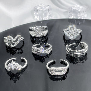 H3LL NO luxury, high sense of irregularity, love, full diamond temperament, index finger ring Women