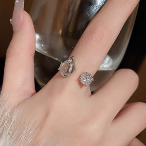 H3LL NO Fashionable Full Diamond Zircon, Unique Design, Light Luxury Fashion Trendy Finger Ring Women