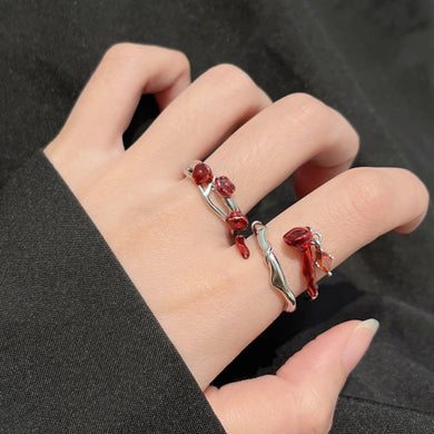 H3LL NO rose ring, female cold, sweet, high-end, light luxury, open index finger ring jewelry Women