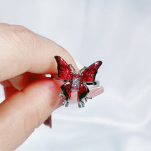 Load image into Gallery viewer, H3LL NO Red Enamel Droplet Glaze Butterfly Open Ring Women