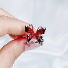 Load image into Gallery viewer, H3LL NO Red Enamel Droplet Glaze Butterfly Open Ring Women