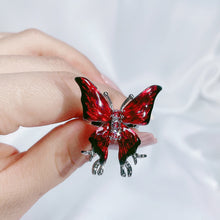 Load image into Gallery viewer, H3LL NO Red Enamel Droplet Glaze Butterfly Open Ring Women