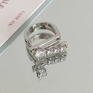 H3LL NO double layered open ring, light luxury, personality, Y2K versatile ring Women