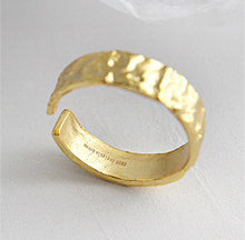 Load image into Gallery viewer, Unisex 100% S925 Sterling Silver Plated Gold Wrinkle Ring