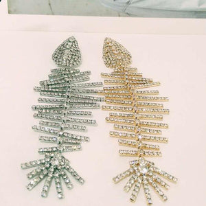 H3LL NO exaggerated style diamond crystals fish womens earrings female jewelry