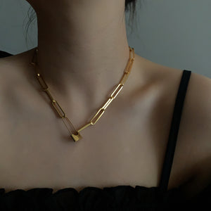 H3LL NO trendy unisex style necklace vintage chain chocker gold lock pin chain neck fashion jewelry