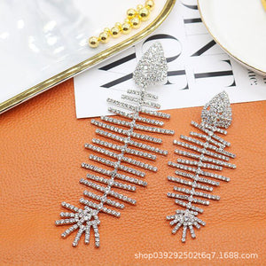 H3LL NO exaggerated style diamond crystals fish womens earrings female jewelry