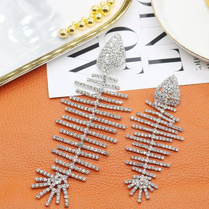 H3LL NO exaggerated style diamond crystals fish womens earrings female jewelry