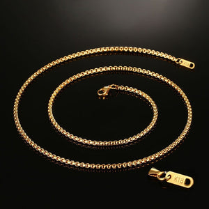 3mm Men's Stainless Steel Thick Golden Link Chain Necklace