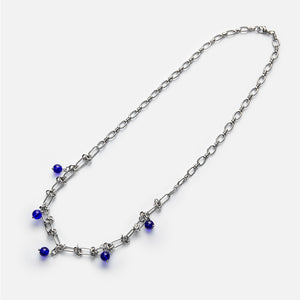 Unisex Klein blue titanium steel silver necklace accessory