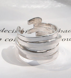 Unisex 100% S925 Sterling Silver Layers Ring