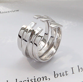 Unisex 100% S925 Sterling Silver Layers Ring