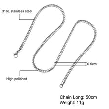 Load image into Gallery viewer, HIP Hop Gold Color Stainless Steel Curb Cuban Link Chain Necklace 50CM