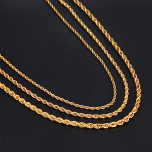 HIP Hop Rope Chain Necklace Twisted Stainless Steel