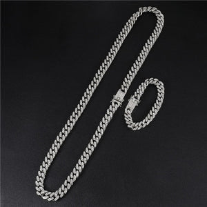 Hip Hop 13MM Miami Cuban Link Chain Necklace Bracelet