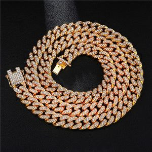 Hip Hop 13MM Miami Cuban Link Chain Necklace Bracelet