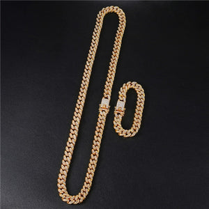 Hip Hop 13MM Miami Cuban Link Chain Necklace Bracelet