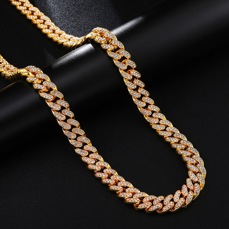 Hip Hop 13MM Rhinestones Men Chain Necklace