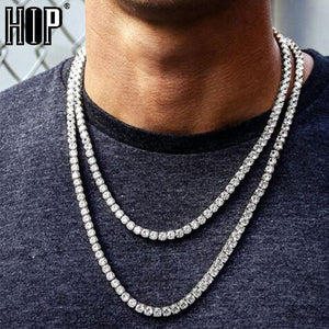 Rhinestone Choker Bling Crystal Tennis Chain Necklace Men Jewellery