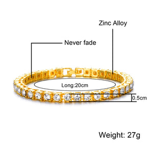 Hip Hop Bling Iced Out Diamond Crystal Bracelet Tennis Chain