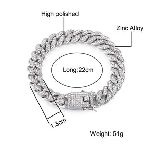 Hip Hop Men's Crystal Chain Bracelet