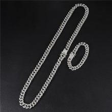 Load image into Gallery viewer, Rhinestones 1Set 13MM Gold Silver Rapper Necklaces Men Jewellery