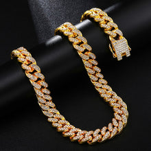 Load image into Gallery viewer, Rhinestones 1Set 13MM Gold Silver Rapper Necklaces Men Jewellery