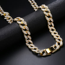 Load image into Gallery viewer, Chain Necklace 15mm Gold Silver Paved Rapper