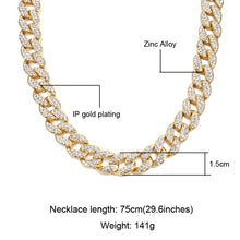 Load image into Gallery viewer, Chain Necklace 15mm Gold Silver Paved Rapper