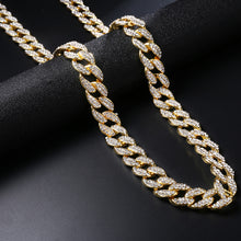 Load image into Gallery viewer, Chain Necklace 15mm Gold Silver Paved Rapper