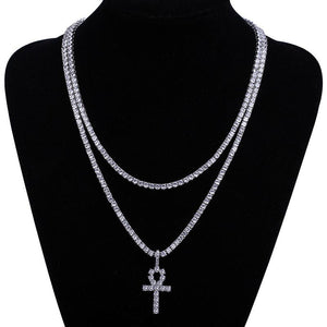 Mark Wahlberg HIP Hop Bling Cross Pendant Necklace Men