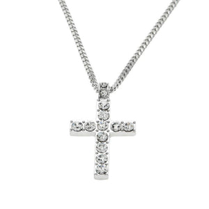 Hip Hop Bling Rhinestone Crystal Cross Pendant Necklace