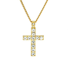 Load image into Gallery viewer, Hip Hop Bling Rhinestone Crystal Cross Pendant Necklace