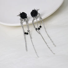 Load image into Gallery viewer, H3LL NO black rose ear bone clip chain tassel earrings without piercing earrings womens jewelry