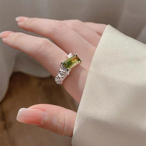 H3LL NO Geometric square zircon small ring unisex men women