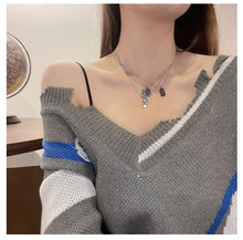 Load image into Gallery viewer, H3LL NO lucky number necklace silver and gold color square shape neck chain women&#39;s female jewelry