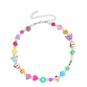 H3LL NO Unisex Designer Smile face necklace acrylic  jewelry butterfly pearl fruit rice beads