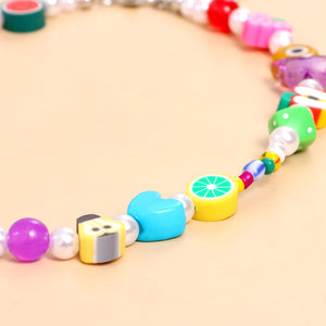 H3LL NO Unisex Designer Smile face necklace acrylic  jewelry butterfly pearl fruit rice beads