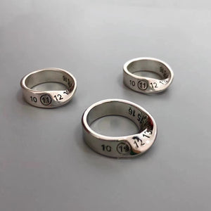 H3LL NO Margiela style Mobius unisex silver color ring, engraved number, men women's jewelry