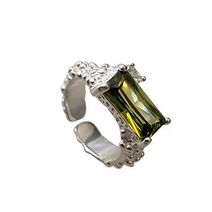 H3LL NO Geometric square zircon small ring unisex men women