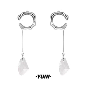 Water Drop Pendant manmade Crystal Earrings without Earholes Female Minimal Design Simple for women