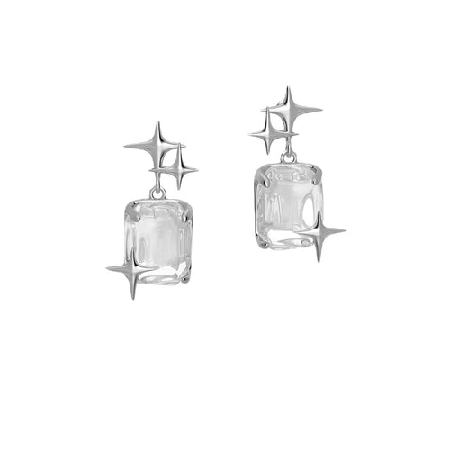 Mimal Stars Unisex Fashion Earrings Silver Color Accessory Men Women