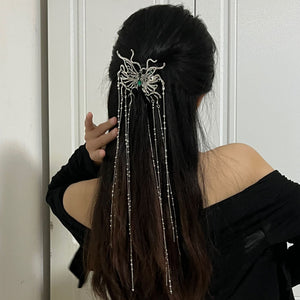 H3LL NO Butterfly tassel clip headgear hairpin female niche design high-end hair accessories