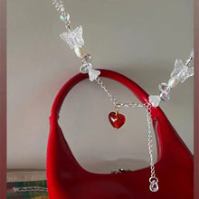 Load image into Gallery viewer, H3LL NO Vintage red heart beaded handmade female necklace Butterfly Chain