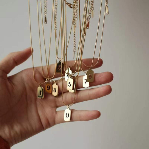 H3LL NO lucky number necklace silver and gold color square shape neck chain women's female jewelry