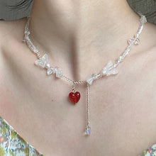 Load image into Gallery viewer, H3LL NO Vintage red heart beaded handmade female necklace Butterfly Chain