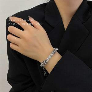 Hip hop personality cool wind Bracelet ins niche design earth Cool Fashion Bracelet women fashion